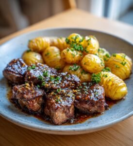 Fläskmedaljonger med baconsås och hasselbackspotatis