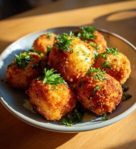 Ostfyllda potatiskroketter med kryddig köttfärs