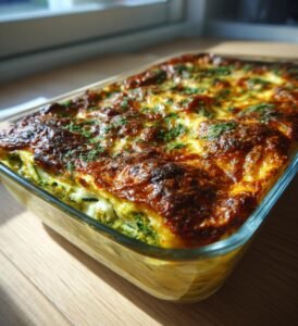 Kycklinglasagne med pesto, zucchini och burrata