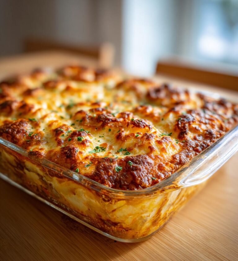 Potatismoussaka med linser och mozzarella