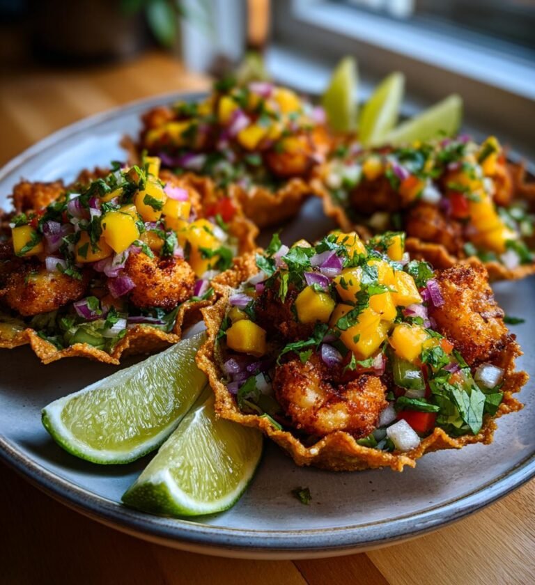 Räktacokorgar med mangosalsa