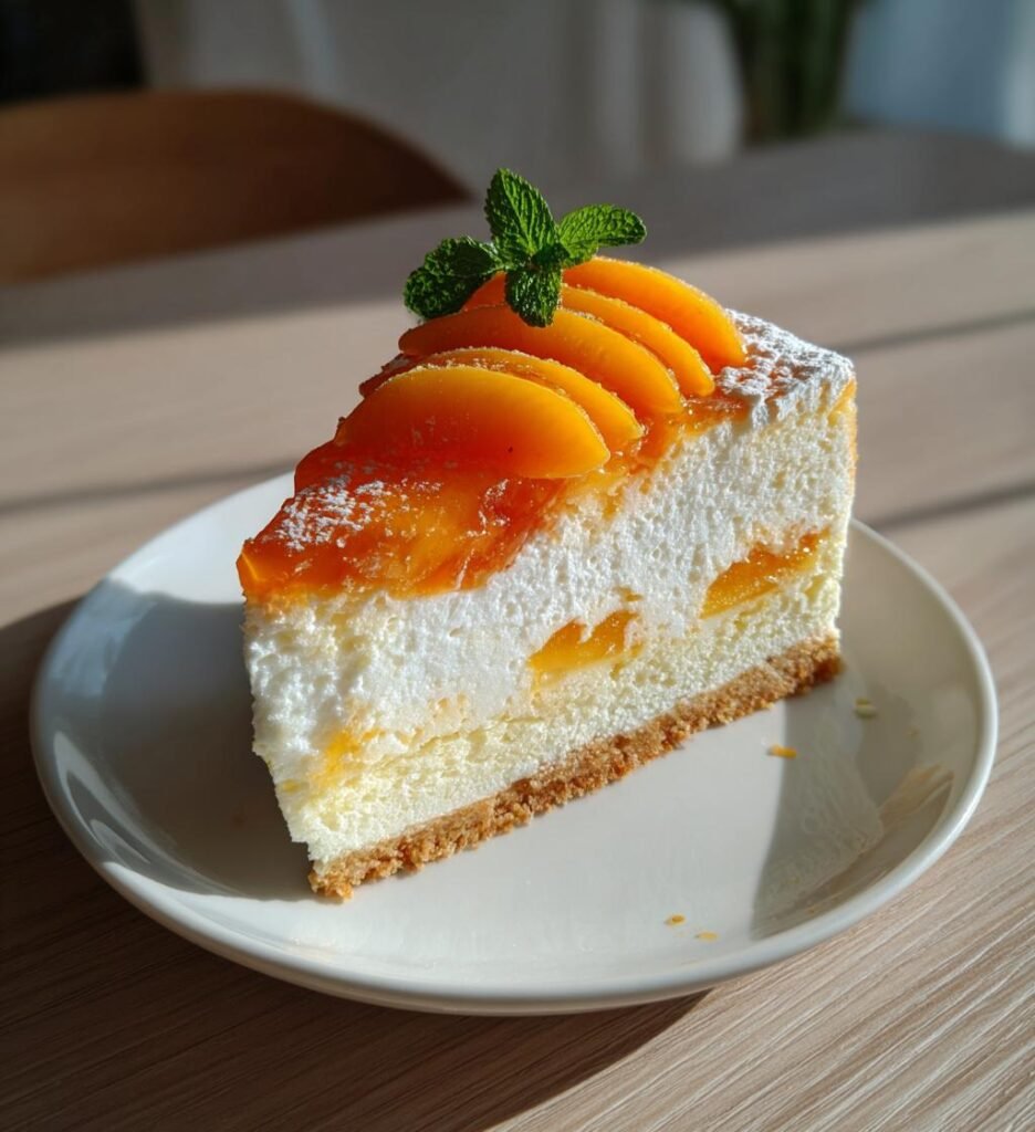Persikocheesecake-rutor med vanilj