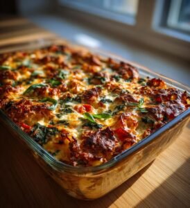 Pasta al forno med salsiccia, grönkål och mozzarella