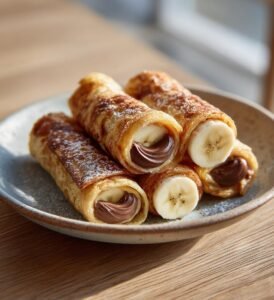 Frasiga smördegsrullar med Nutella och banan