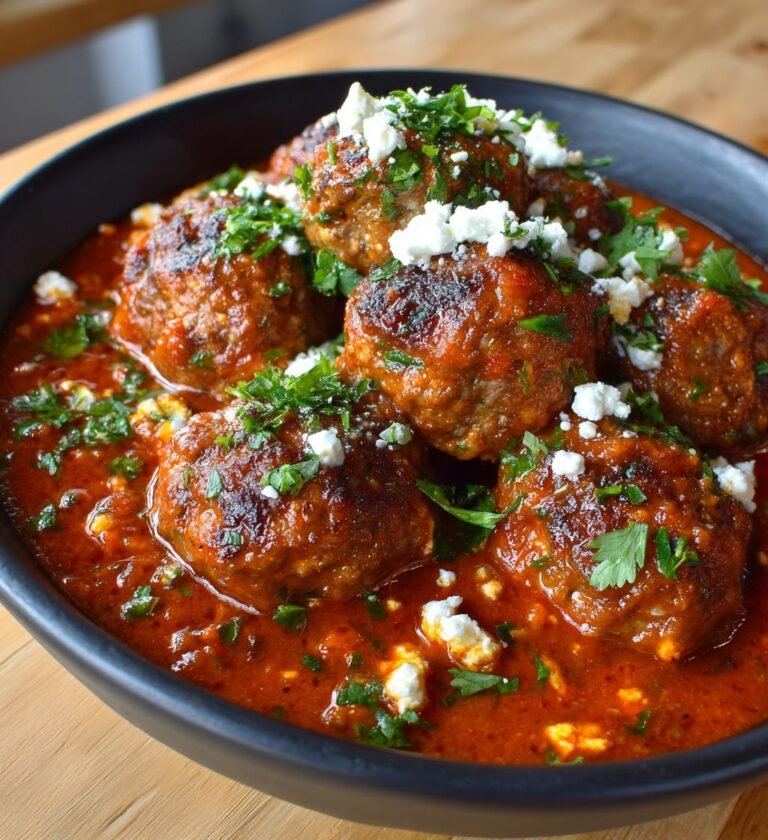 Kalkonköttbullar med fetaost i tomatsås