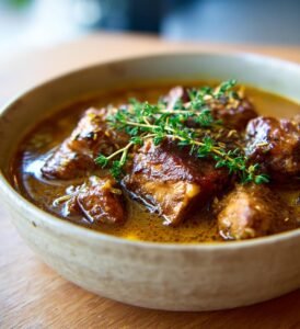 Fläskläggsgryta med vita bönor och timjan