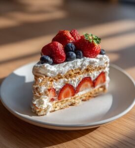 Nationaldagstårta med jordgubbar, blåbär och vanilj