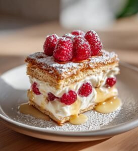 Våffeltårta med citronkräm och hallon