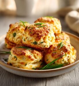 Ostiga scones med gräslök och lagrad cheddar