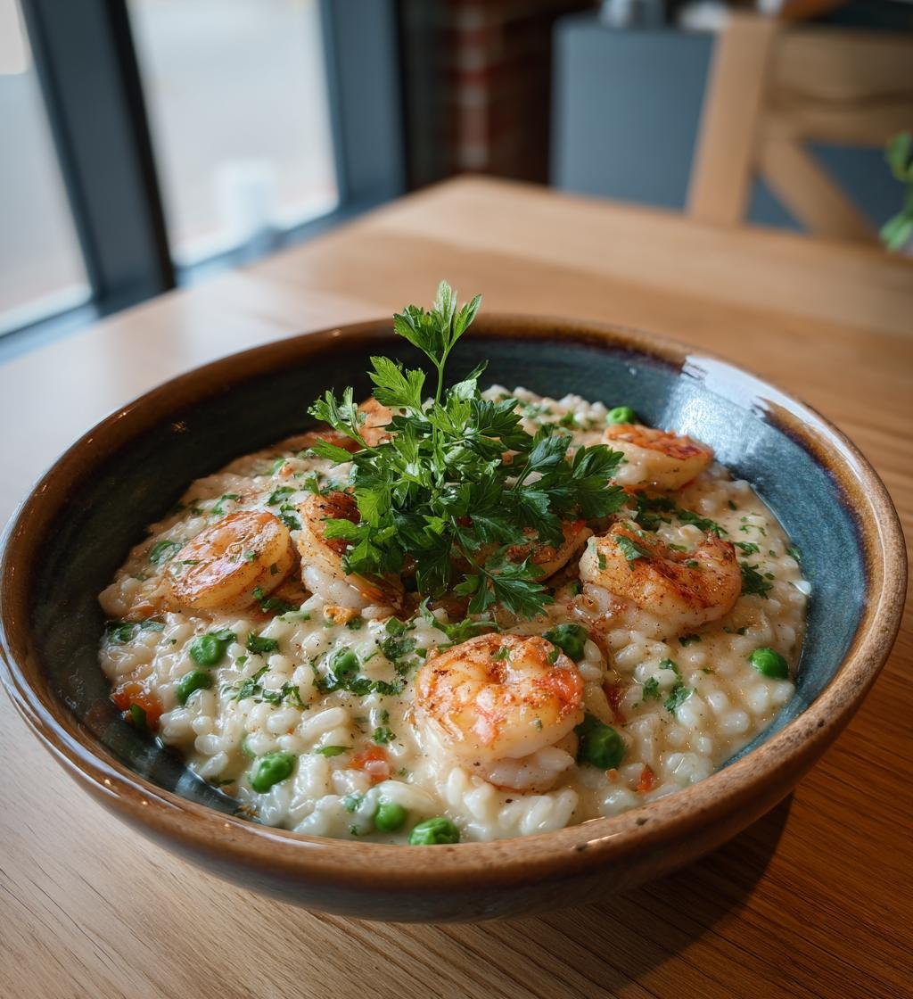Krämig skaldjursrisotto med räkor och ärtor – Enkel och God smakfull middag