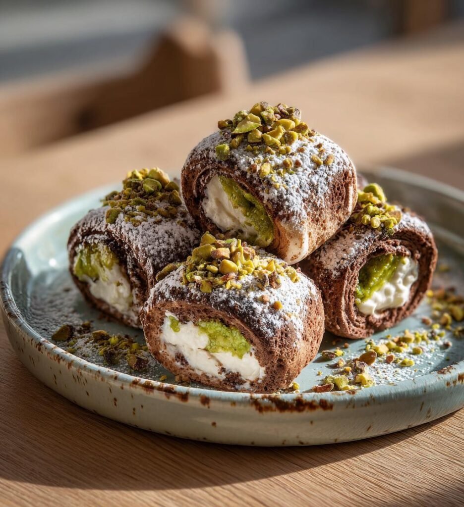 Chokladrullar fyllda med pistagekräm