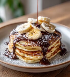 Sportlovspannkakor med banan och chokladsås