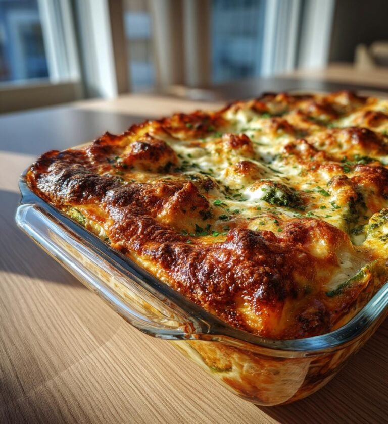 Kycklinglasagne med pesto, zucchini och burrata