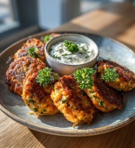 Broccoli- och kycklingbiffar med vitlöksdip