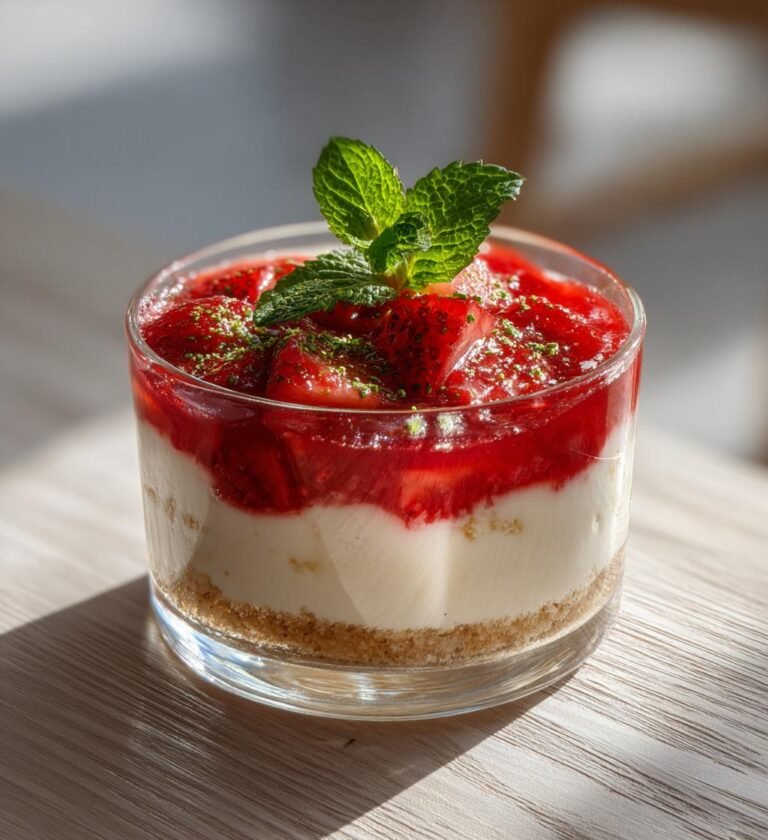 Rabarbercheesecake i glas med kardemumma