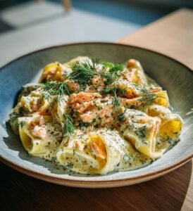 Lax- och räkcannelloni med dillsås