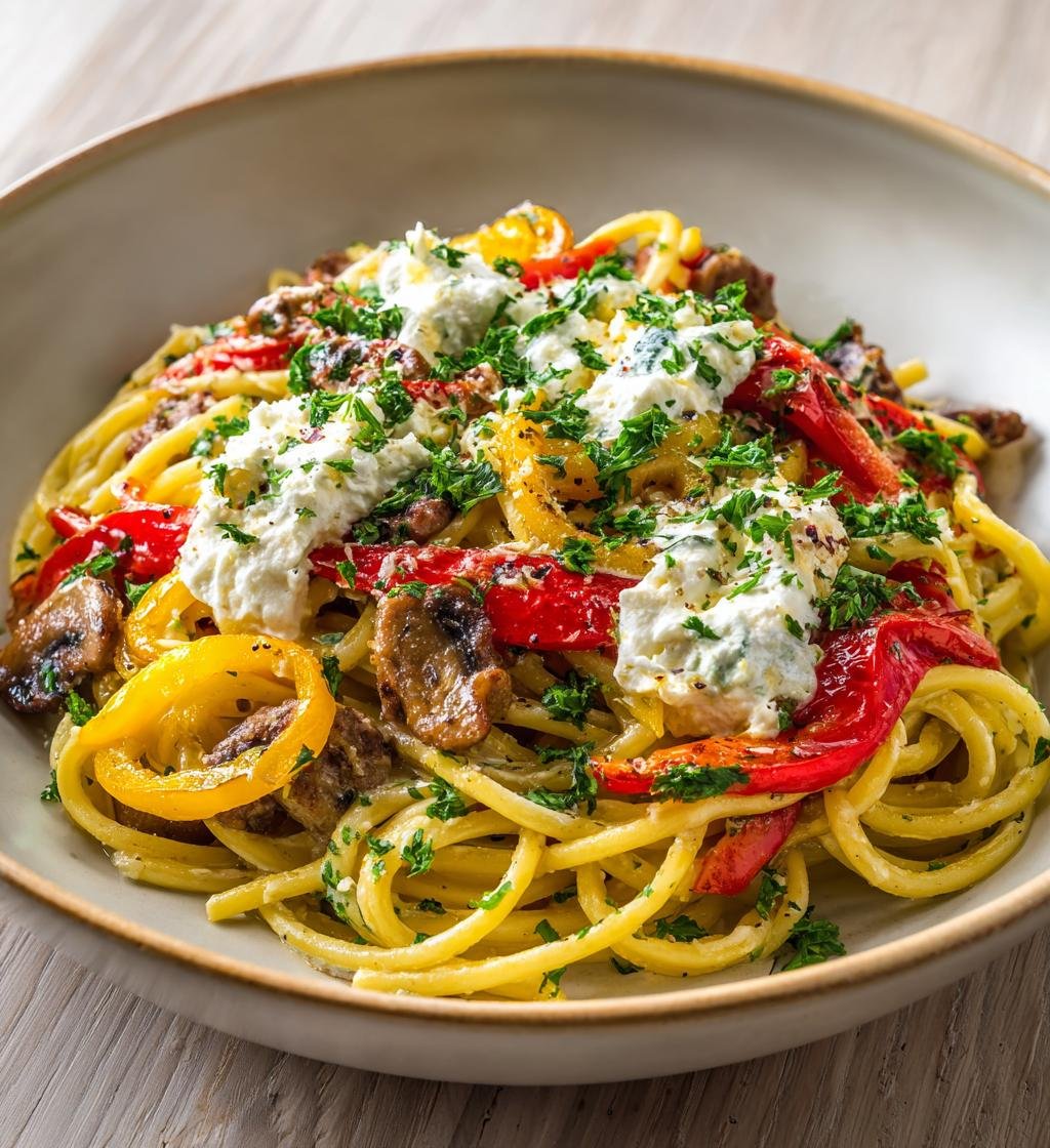 Salsicciapasta med rostad paprika och mascarpone – Enkel och God