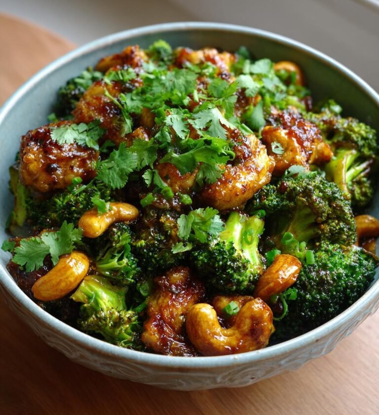 Kycklingwok med cashewnötter, broccoli och honungssås