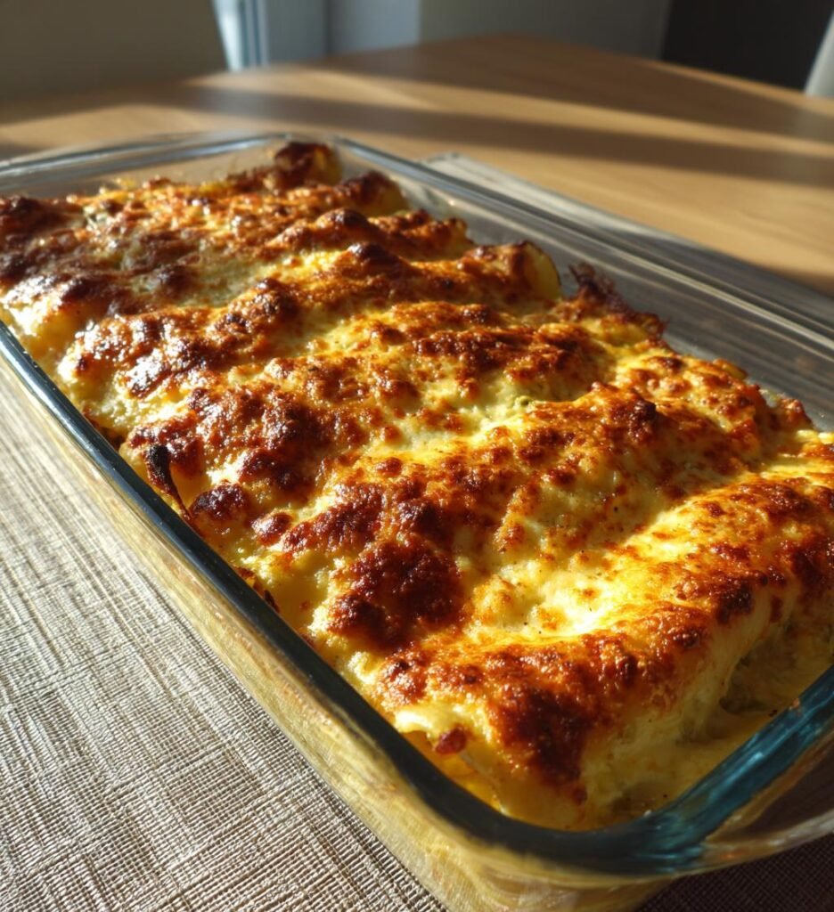 Kycklingcannelloni med broccoli och cheddar