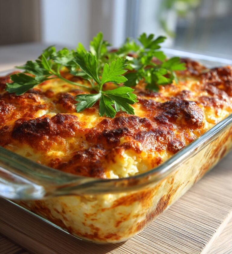 Kycklinggratäng med blomkålsris och cheddar