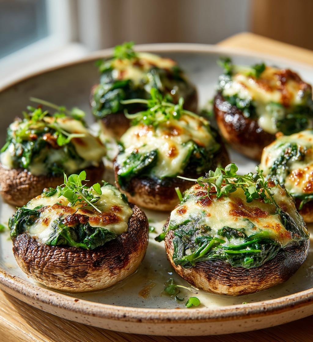Champinjoner fyllda med spenat och ost – Enkel och god middag