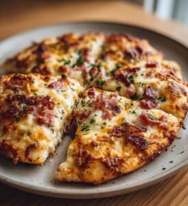 Sportlovspizza i långpanna med skinka och ost