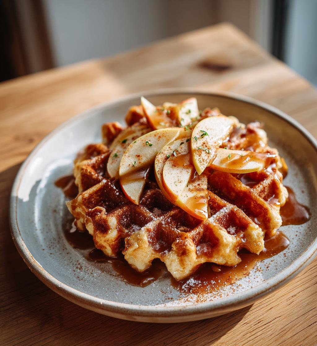 Äppelvåfflor med kanel och kolasås – En enkel och god frukost - steg för steg