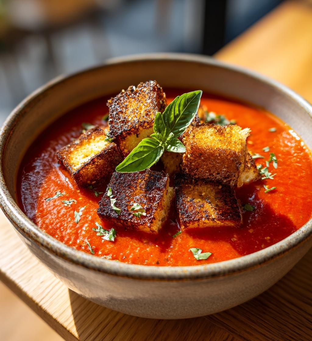 Rostad tomatsoppa med grilled cheese-krutonger - En enkel och god måltid - steg för steg
