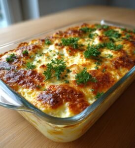 Fiskgratäng med räkfyllning och osttäcke