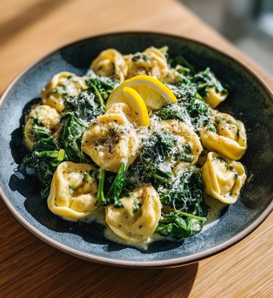Tortellini med spenat och ricotta i citronsås