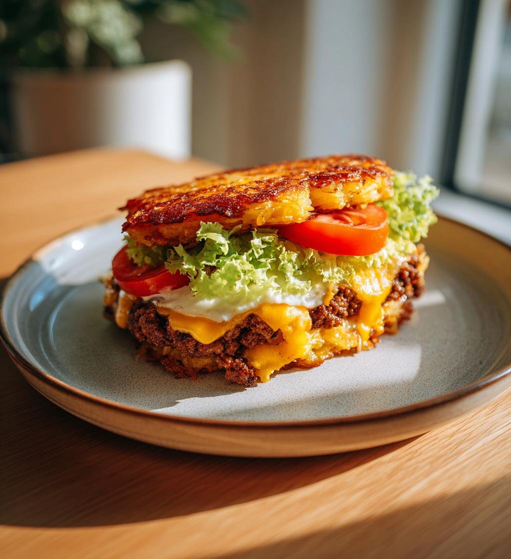 Potatisplättsburgare med köttfärs och cheddar - Enkel och God
