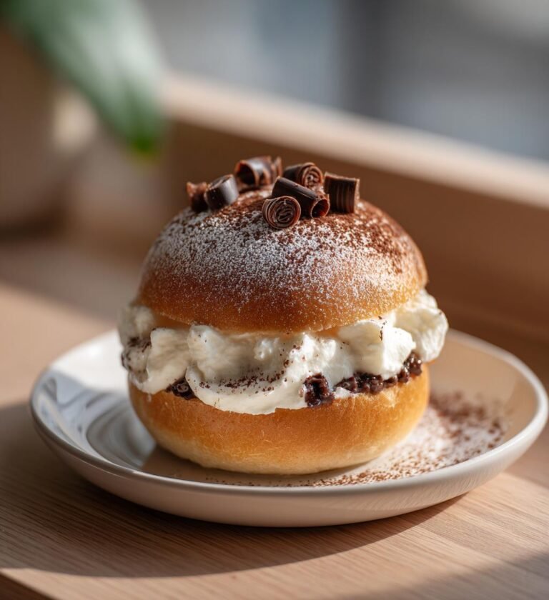 Chokladsemlor med chokladmandelmassa