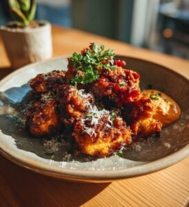 Cornflakespanerad kyckling med parmesan och chilimajonnäs