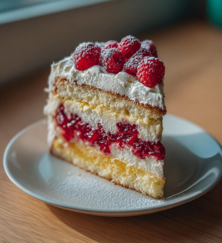 Mors dag-tårta med hallon, citron och vanilj