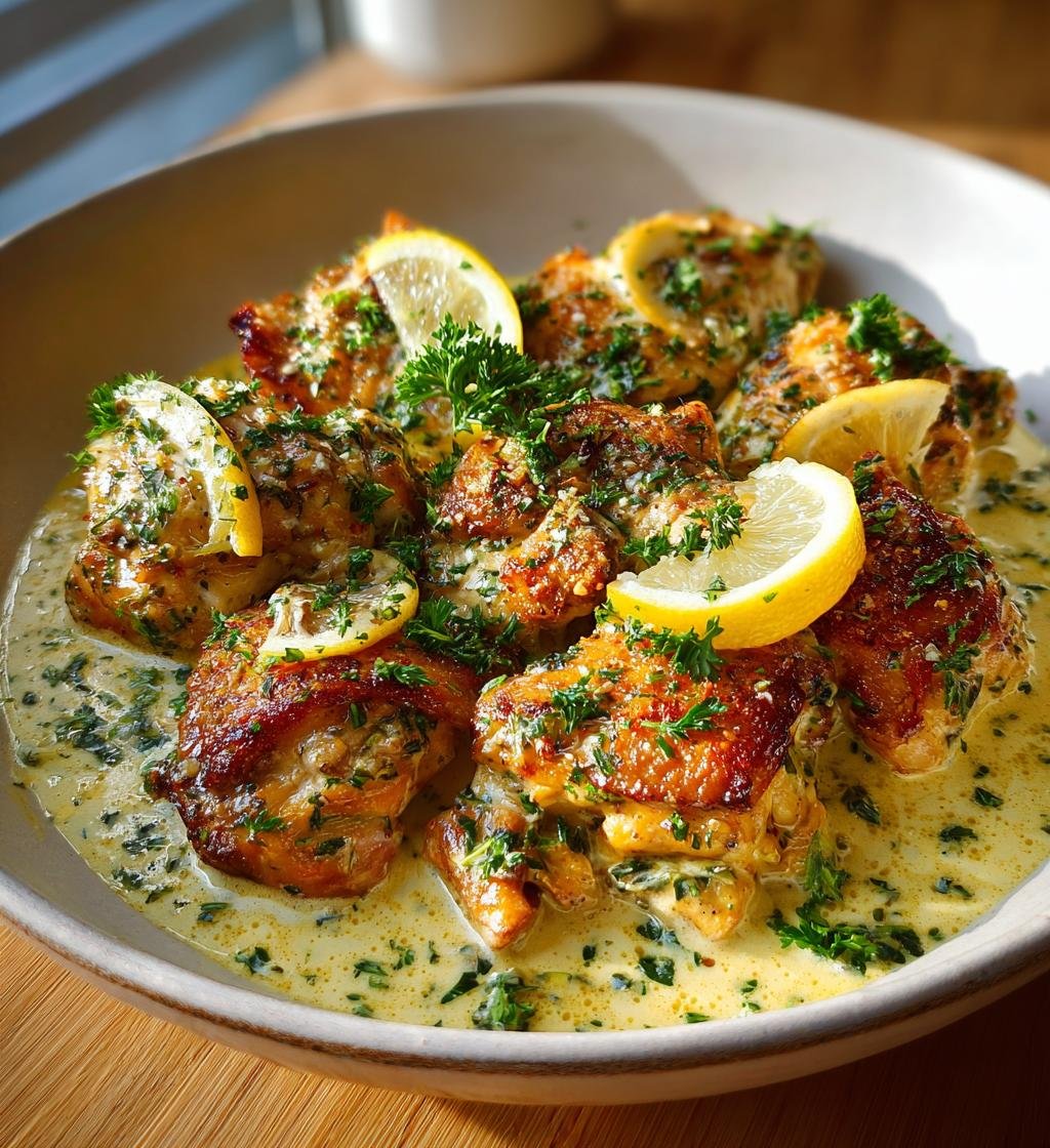 Citronkyckling med vitlök, örter och krämig sky – Enkel och God