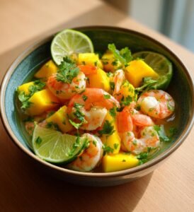 Vårrullar med räkor, mango och lime