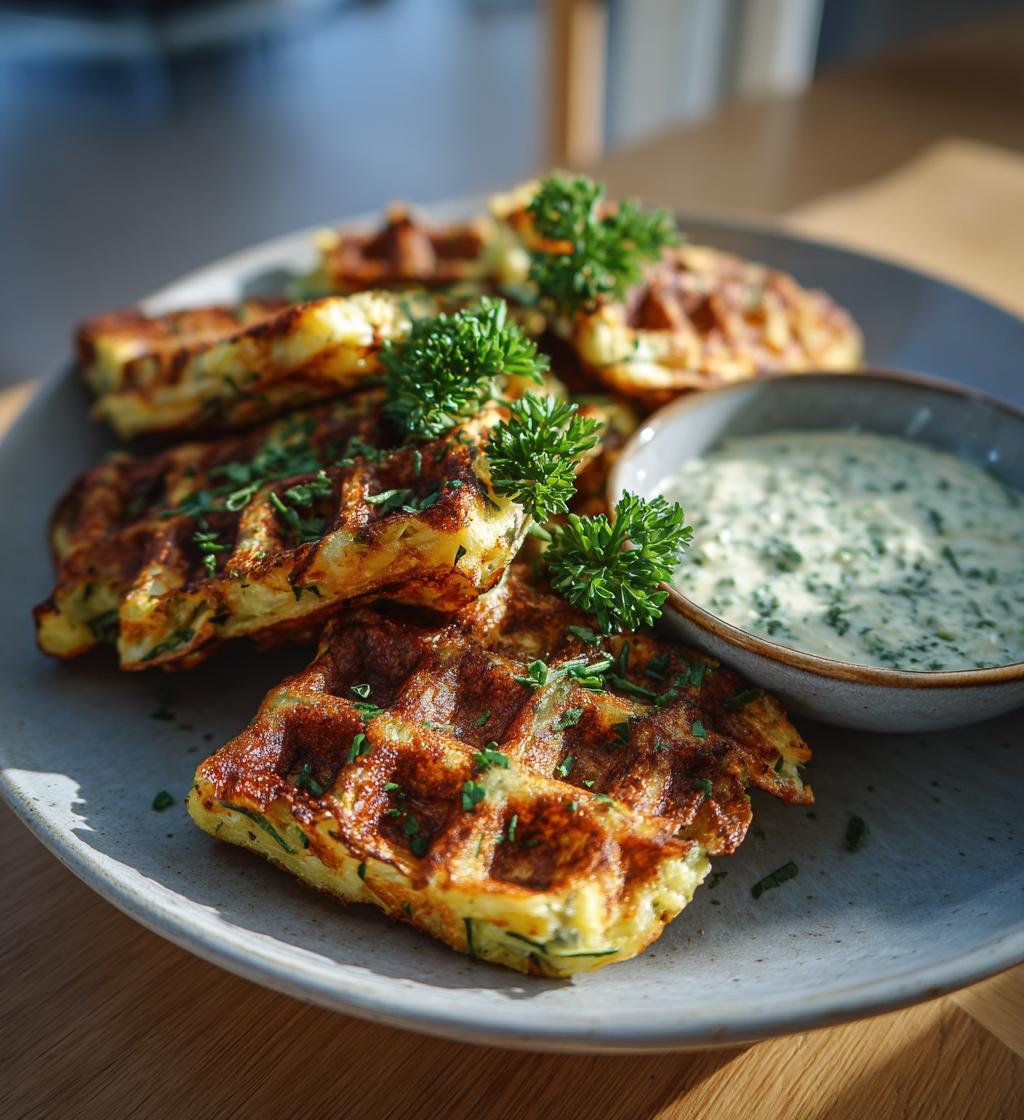 Zucchinivåfflor med parmesan och örtdipp – Enkelt och Gott