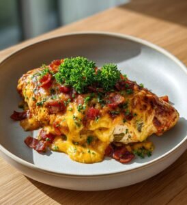 Kycklingfilé fylld med jalapeño, cheddar och bacon