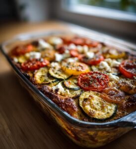 Tomat- och zucchinipaj med fetaost