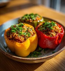 Fyllda paprikor med köttfärs och ris