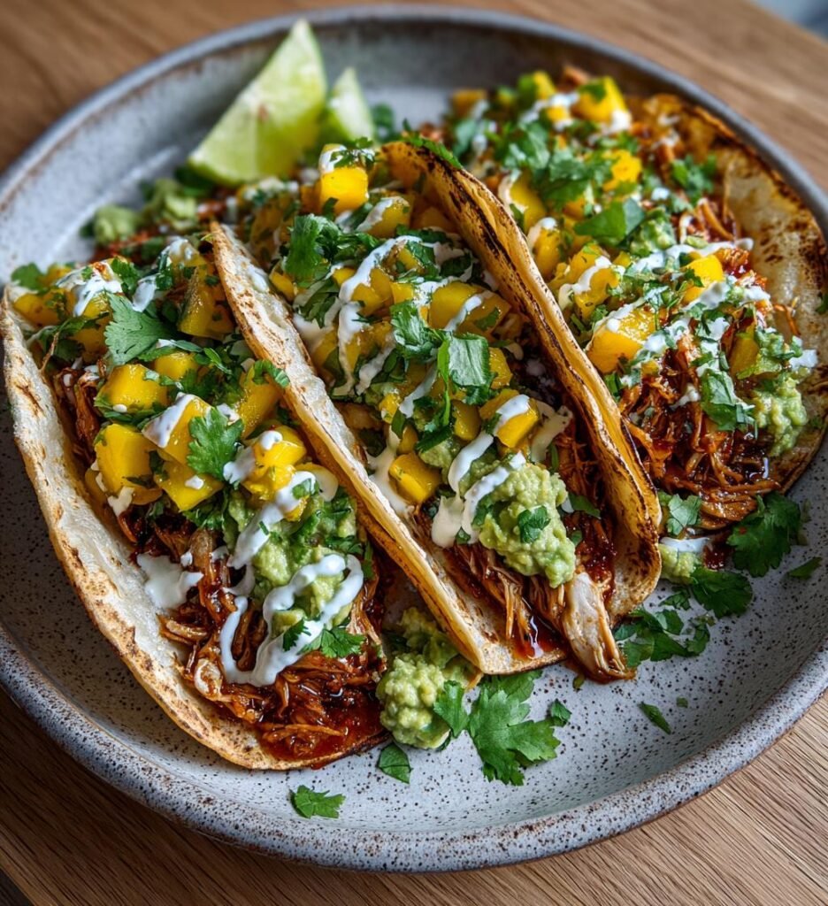 Kycklingtacos med mangosalsa och avokadokräm
