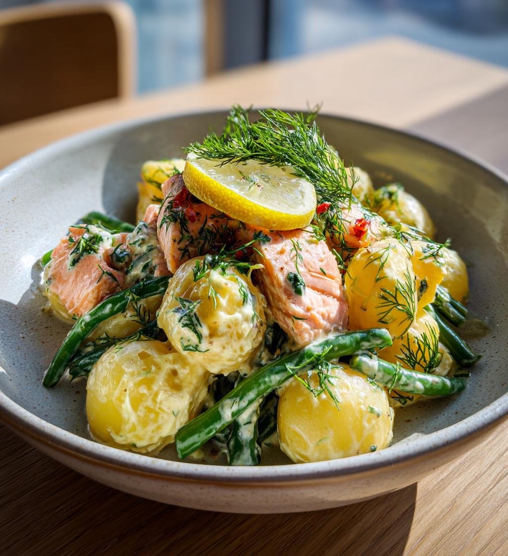 Påsksallad med färskpotatis, lax och gröna bönor – Enkel och God