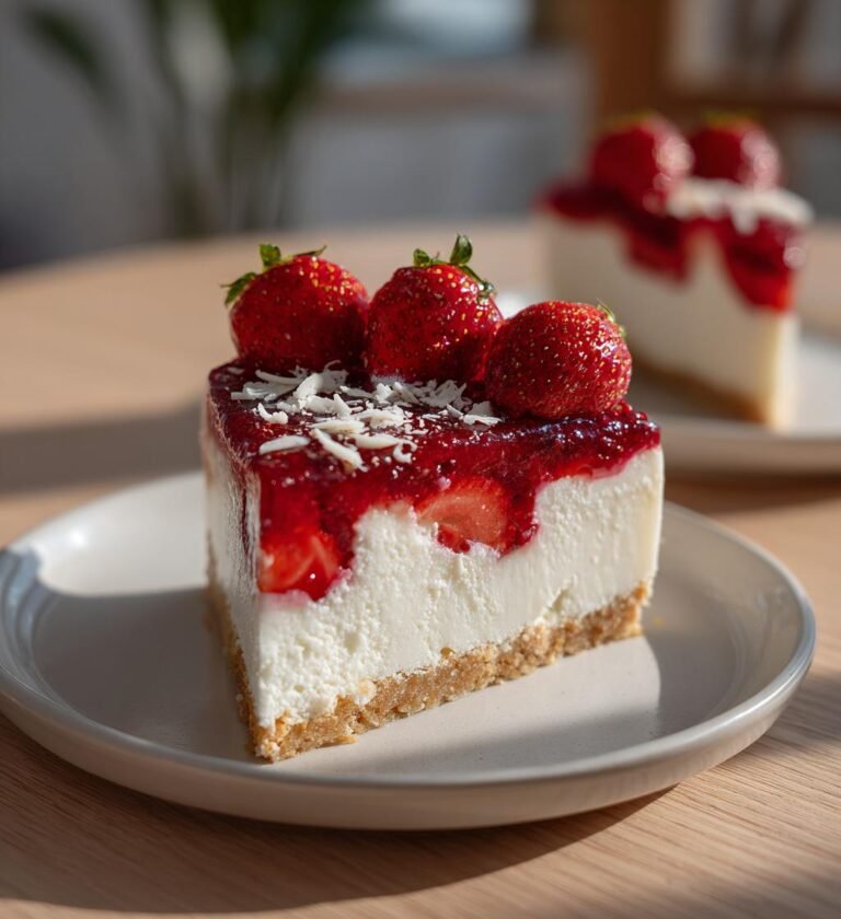 Jordgubbsmoussetårta med vit choklad