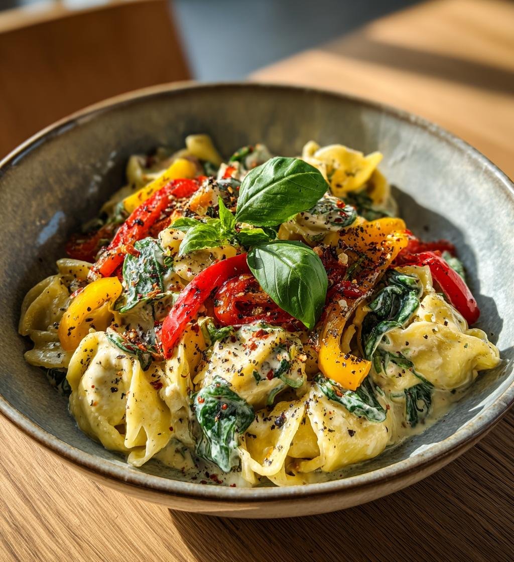Kalkonpasta med paprika, spenat och mascarpone – Enkel och Krämig!