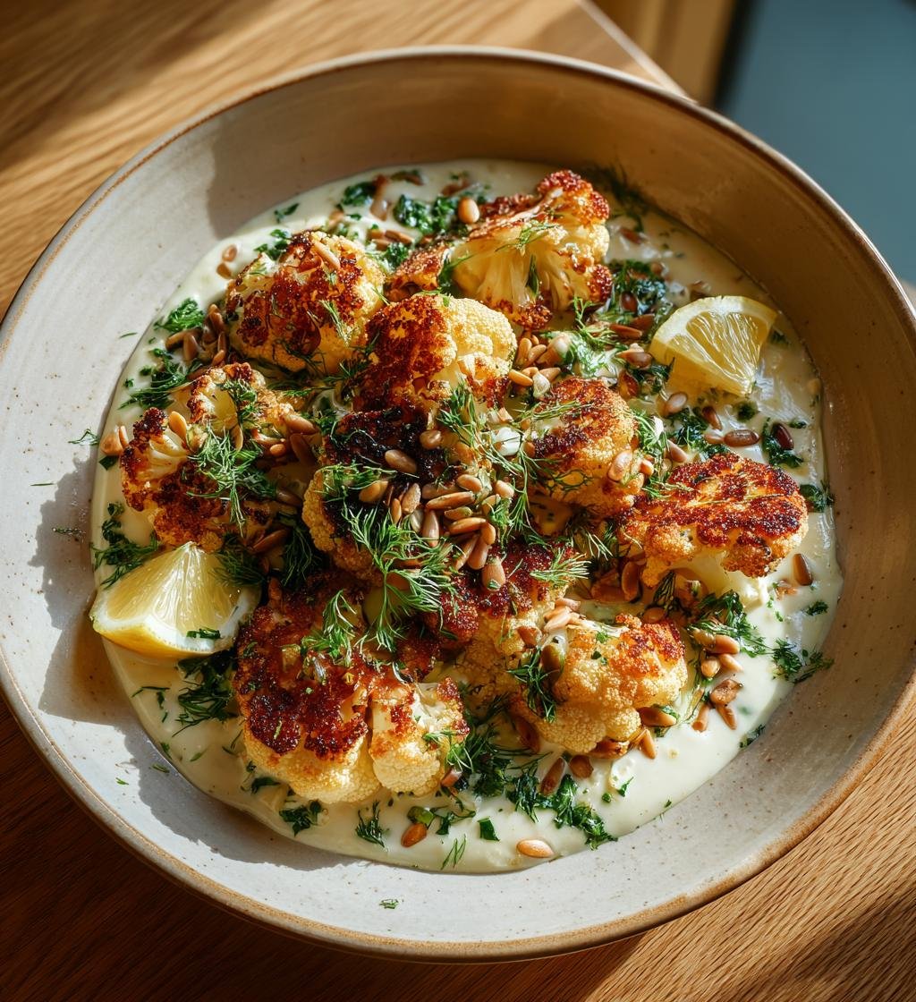 Blomkålsstek med citron, tahini och rostade frön - Enkel och God!