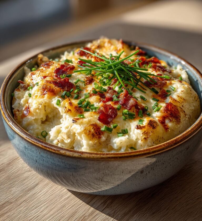Bakad potatis fylld med kyckling, bacon och ost