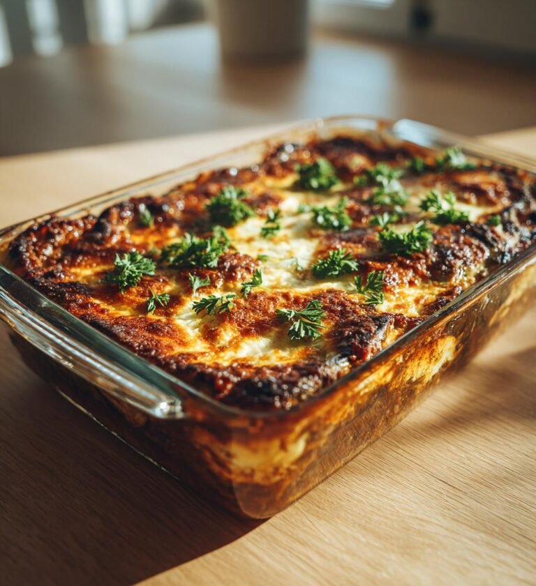 Ugnsbakad aubergine med linsbolognese och parmesan