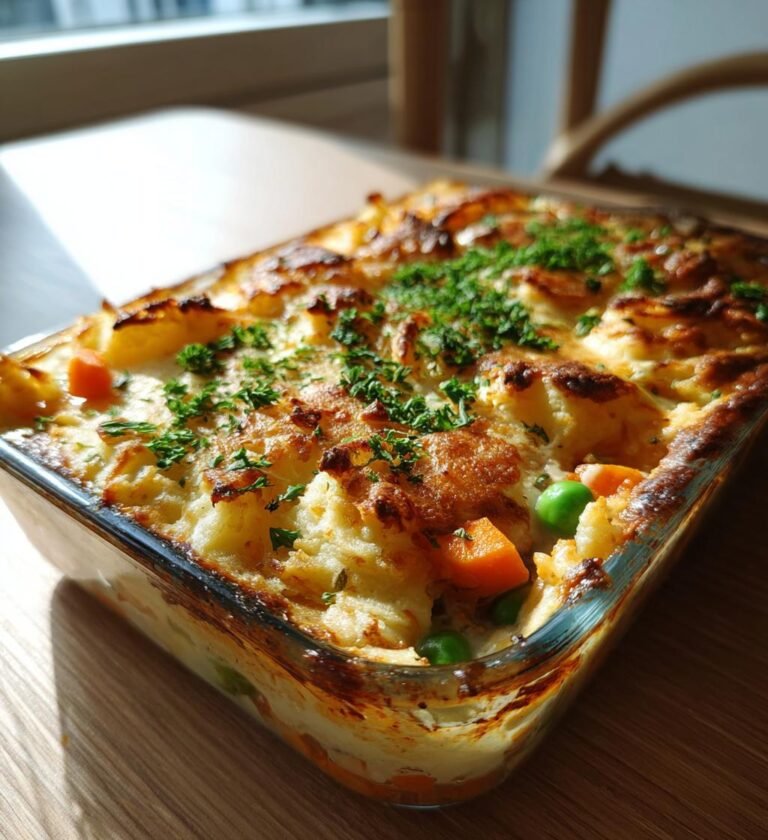 Vegetarisk shepherd's pie med sötpotatismos