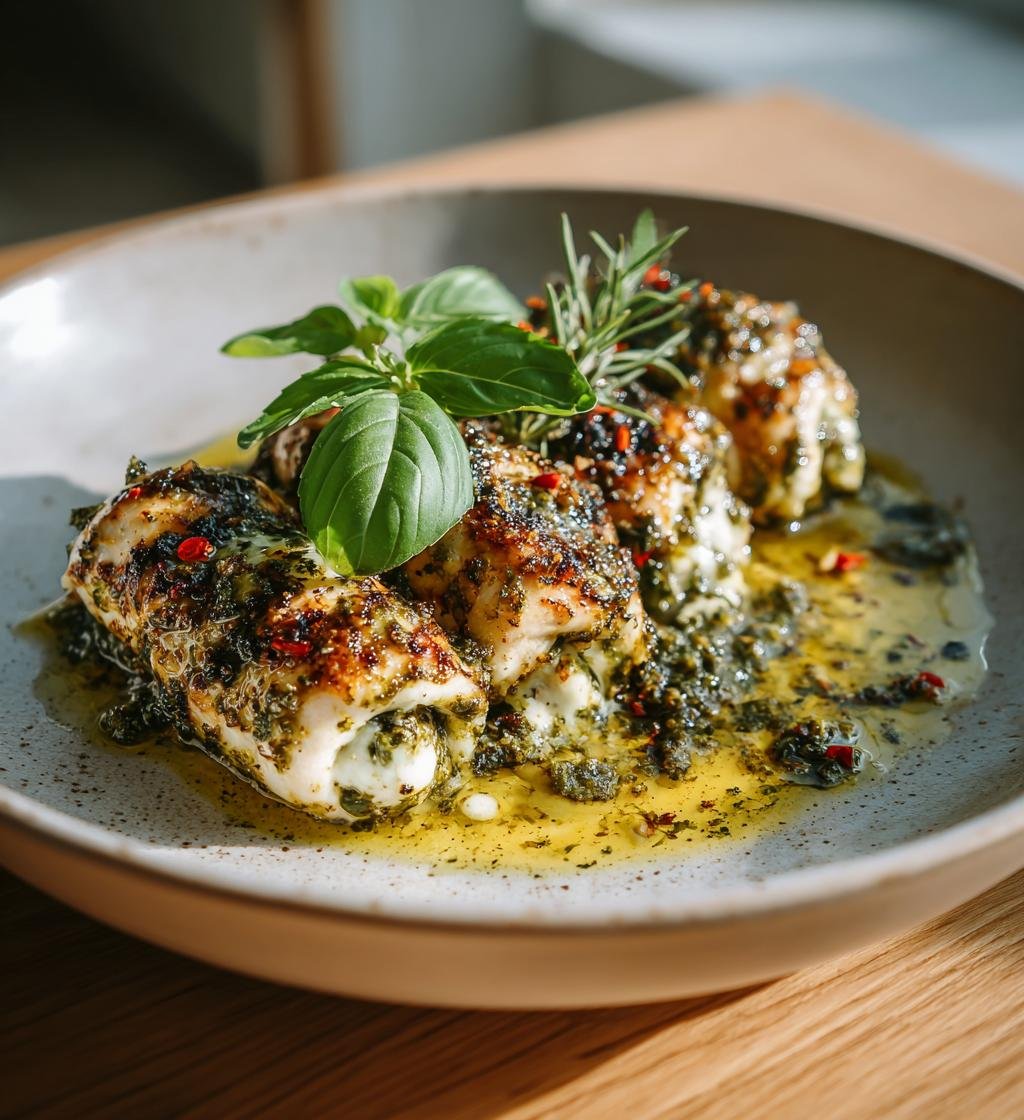 Kycklingrullar med pesto och mozzarella i citronsås - Enkel och God!