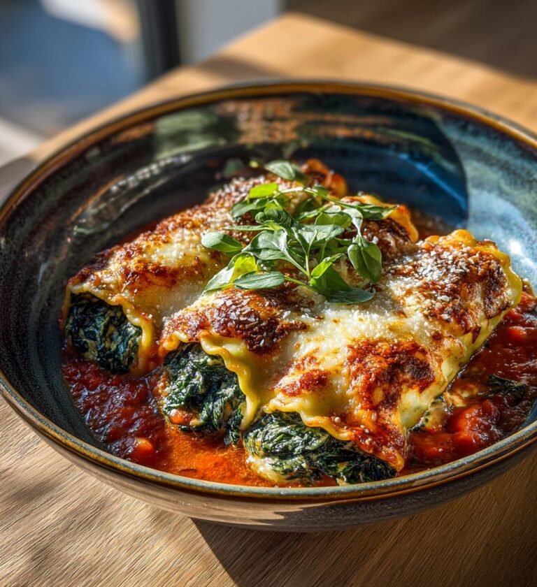 Lasagnerullar med kyckling, spenat och parmesan